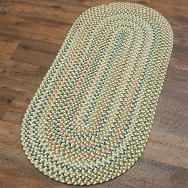 Moss Yellow Colonial Mills Colgate Multi Runners. Traditional space-dyed braided runner rugs made in the USA