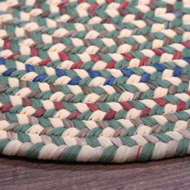 Moss Yellow Colonial Mills Colgate Multi Runners. Traditional space-dyed braided runner rugs made in the USA