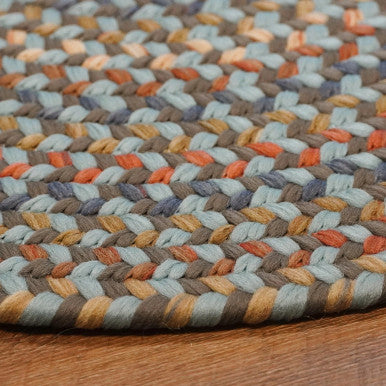 Stone Blue Colonial Mills Colgate Multi Runners. Traditional space-dyed braided runner rugs made in the USA