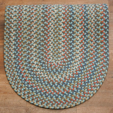 Stone Blue Colonial Mills Colgate Multi Runners. Traditional space-dyed braided runner rugs made in the USA