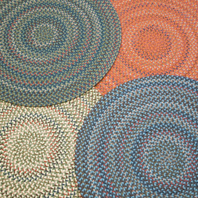 Colgate Multi Round Rugs. Traditional space-dyed braided rugs made in the USA by Colonial Mills
