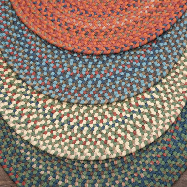Colgate Multi Runners. Traditional space-dyed braided kitchen runner rugs made in the USA by Colonial Mills
