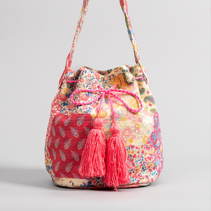Messenger Bucket Bag Bohemian Ethnic Wind Canvas Bag Women's Printed New Canvas Commuter Bag