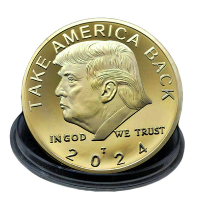 2024 TAKE AMERICA BACK Commander in Chief Donald Trump Gold on Gold Plated Collectible Coin