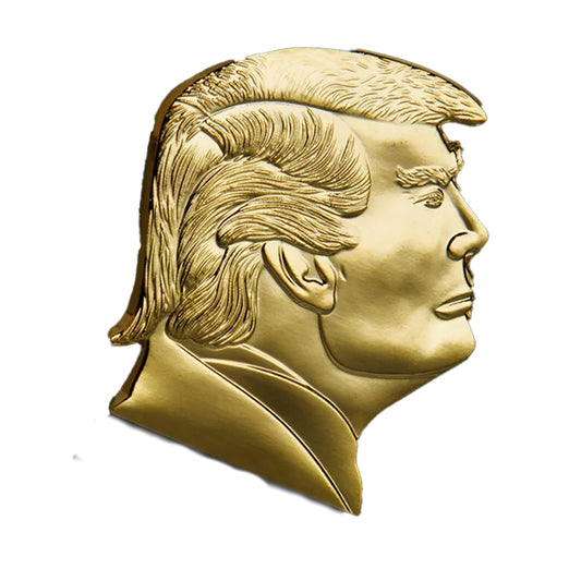 Donald Trump Head Patriotic Sculpture MAGA Commemorative Gold Plated Coin