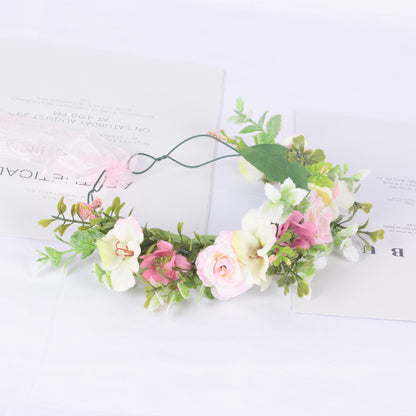 Forest Women's Flower Wreath Simulation Flower Vine Hair Hoop Head Ring Wedding Hair Accessories Seaside Vacation Headflower