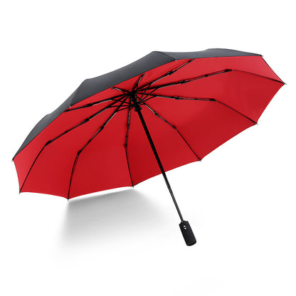 Fully automatic double-layer 10 bone rain and wind resistant triple fold men's business