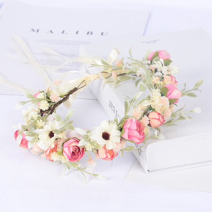 Fairy Bride Bridesmaids Wreath Simulation Flower Buds Full Sky Starry Hair Strap Flower Child Crown Wedding Headwear Female