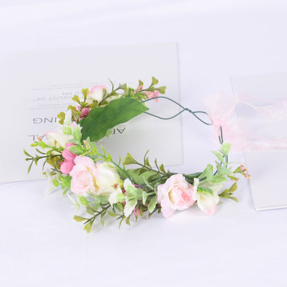 Forest Women's Flower Wreath Simulation Flower Vine Hair Hoop Head Ring Wedding Hair Accessories Seaside Vacation Headflower