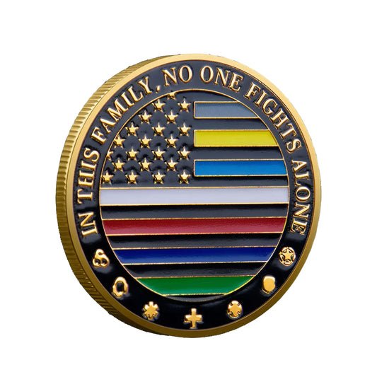 First Responders Military Thin Line Values Challenge Gold Plated Coin