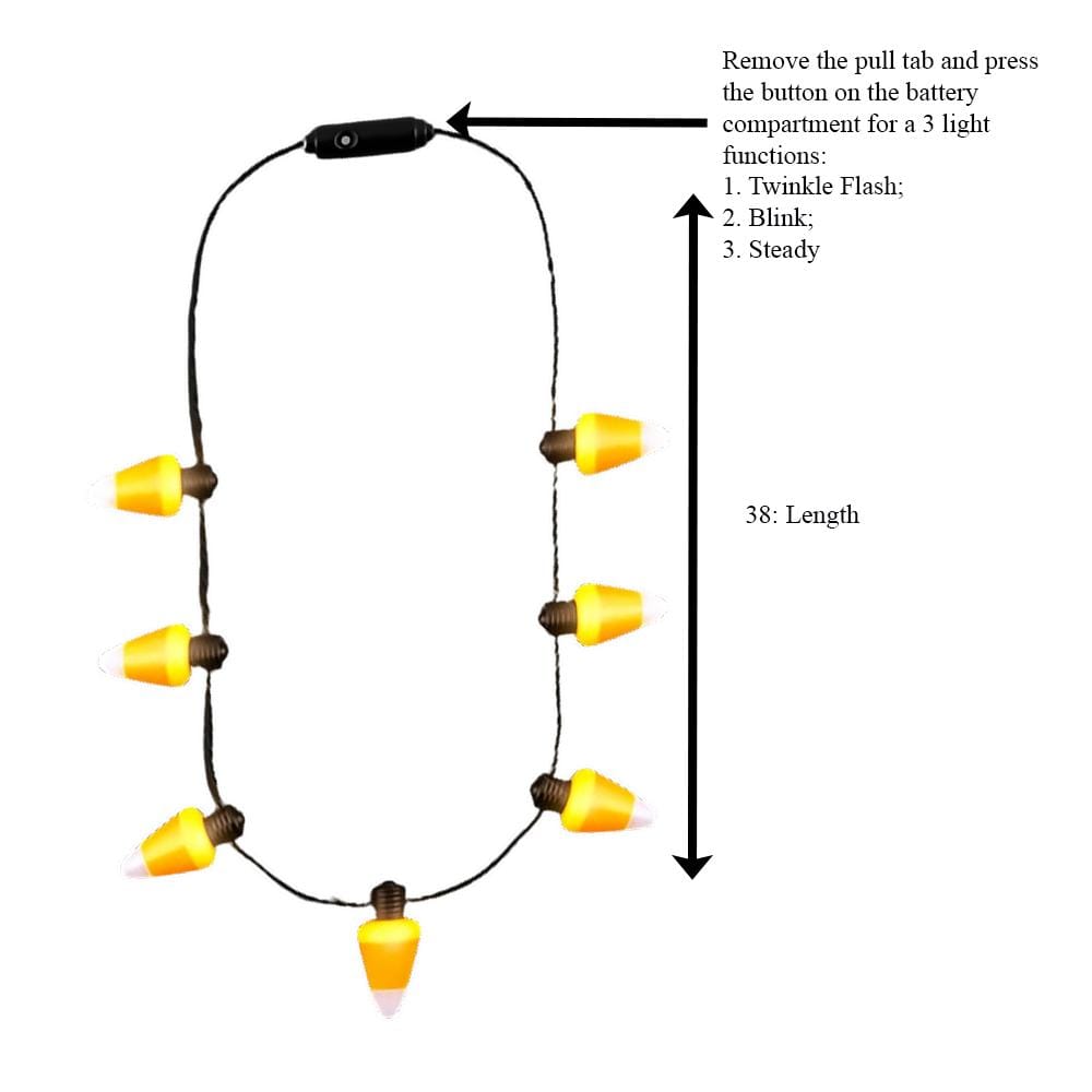 Flashing LED Candy Corn Charm String Necklace
