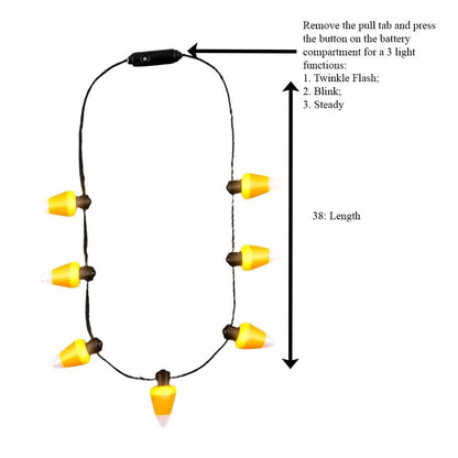 Flashing LED Candy Corn Charm String Necklace
