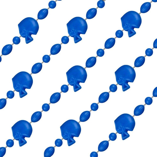 Football Helmet Bead Necklaces Non Metallic Blue Pack of 12