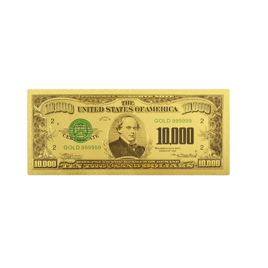 Ten Thousand US Dollars 24K Gold Plated Collectible Fake Banknotes for Decoration