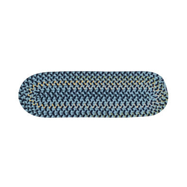 Blue Colonial Mills Charlesgate Stair Treads. Wool oval farmhouse braided stair treads made in the USA