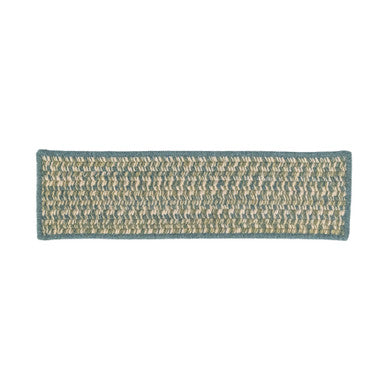 Green Colonial Mills Hayley Tweed Stair Treads. Rectangle wool braided stair treads made in the USA