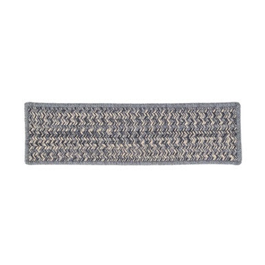 Gray Colonial Mills Hayley Tweed Stair Treads. Rectangle wool braided stair treads made in the USA