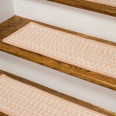 Natural Colonial Mills Hayley Tweed Stair Treads. Rectangle wool braided stair treads made in the USA