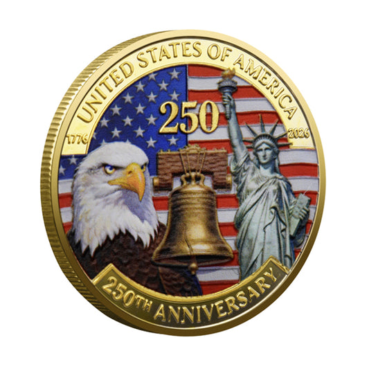 Icons of Liberty 250th Anniversary USA Gold Plated Commemorative Coin