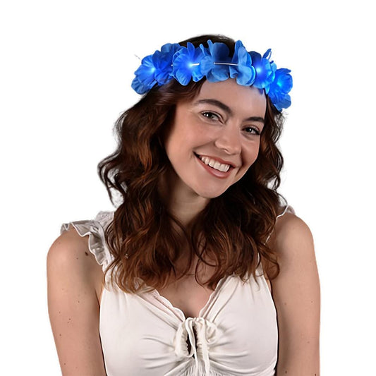 Island Girl Tropical Flower Crown Lei Headband Blue