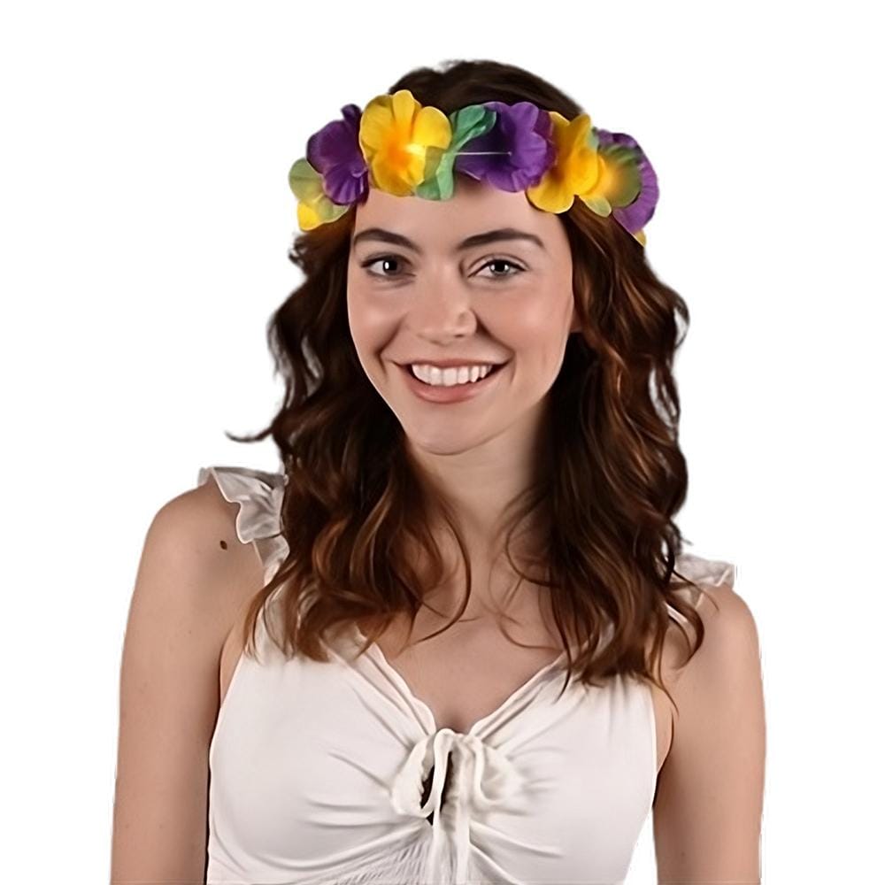 Island Girl Tropical Flower Crown Lei Headband Mardi Gras