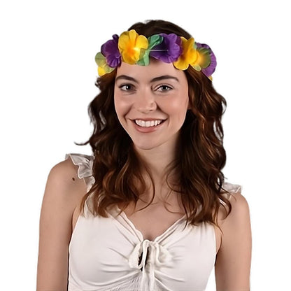 Island Girl Tropical Flower Crown Lei Headband Mardi Gras