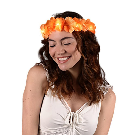 Island Girl Tropical Flower Crown Lei Headband Orange