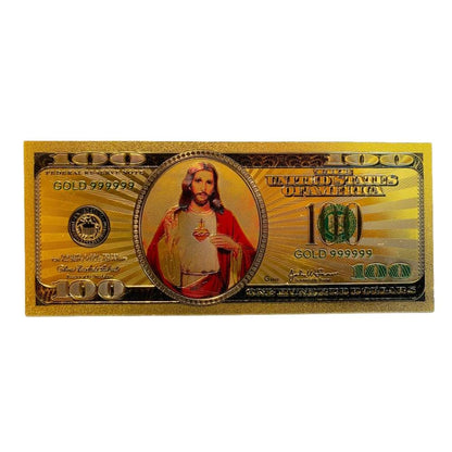 Jesus Christ Image in One Hundred Dollars 24k Gold Plated Bill Collectible Banknotes for Decoration