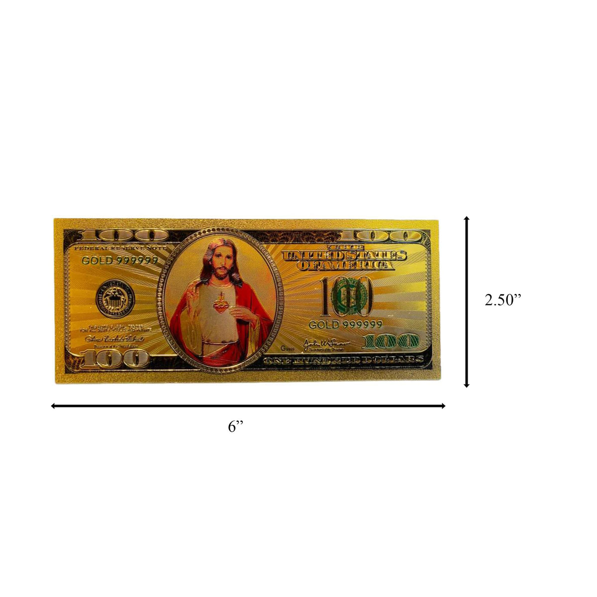 Jesus Christ Image in One Hundred Dollars 24k Gold Plated Bill Collectible Banknotes for Decoration