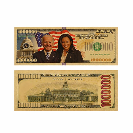 Joe Bidden Kamala Harris Tandem 24k Gold Plated Bill Collectible Banknotes for Decoration