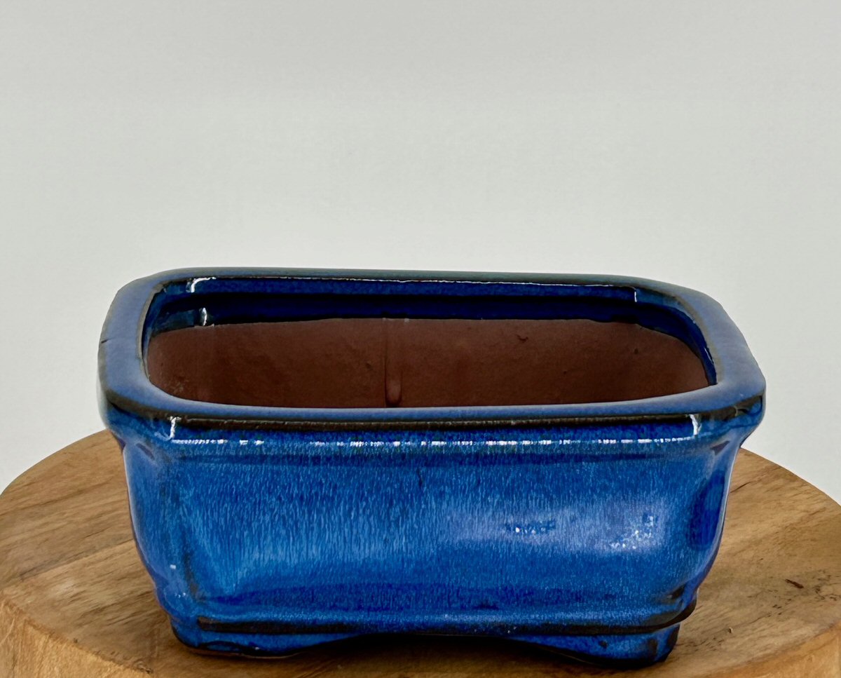 Blue Ceramic Bonsai Pot Rectangle 5.25" x 4.0" x 2.25"