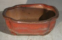 Parisian Red Ceramic Bonsai Pot - Rectangle  6.125" x 4.5" x 2.125"