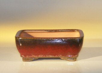 Parisian Red Ceramic Bonsai Pot - Rectangle   6.125" x 5.0" x 2.125"