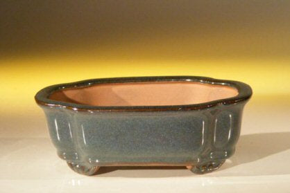 Dark Green Ceramic Bonsai Pot - Rectangle   6.125" x 5.0" x 2.125"