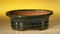 Dark Green Ceramic Bonsai Pot - Oval  8 1/8" x 6.75" x 2.75"
