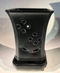 Black Ceramic Orchid Pot - Square  With Attached Humidity Drip Tray 6.5" x 6.5" x 9"