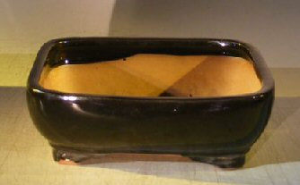Black Ceramic Bonsai Pot - Rectangle 12.5" x 9.75" x 3.75"