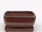 Aztec Orange Ceramic Bonsai Pot Professional Series Rectangle - With Attached Humidity/Drip Tray  8.25" x 6.5" x 4"