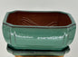 Light Green Ceramic Bonsai Pot - Rectangle  Professional Series With Attached Humidity/Drip tray  10.75" x 8.5" x 4.125"