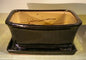 Black Ceramic Bonsai Pot- Rectangle  Professional Series with Attached Humidity/Drip Tray  10.0" x 9.0" x 4.5"