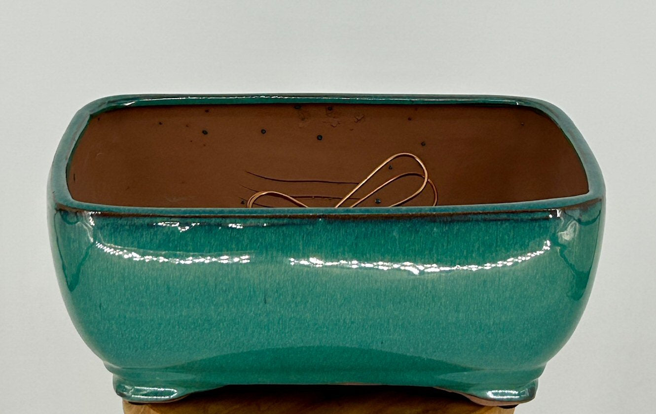 Seafoam Green Ceramic Bonsai Pot - Rectangle  Professional Series  10" x 8" x 4"