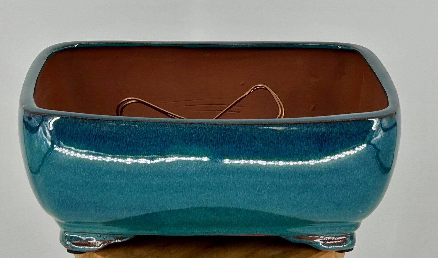 Blue / Green Ceramic Bonsai Pot - Rectangle  Professional Series  10" x 8" x 4"