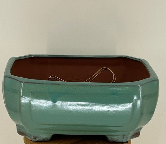 Light Green Ceramic Bonsai Pot - Rectangle  Professional Series  10.75" x 8.25" x 4.5"