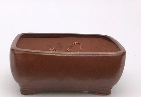 Aztec Orange Ceramic Bonsai Pot- Rectangle Professional Series 10.5" x 8" x 4.5"