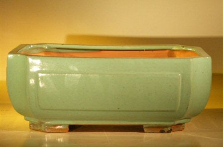 Green Ceramic Bonsai Pot - Rectangle  Professional Series  12.0" x 9.5" x 4.75"