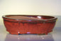 Parisian Red Ceramic Bonsai Pot - Oval  14.0" x 11.0" x 4.0"