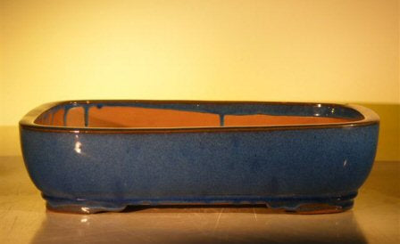 Blue Ceramic Bonsai Pot - Rectangle  16.0" x 12.5" x 4.0"