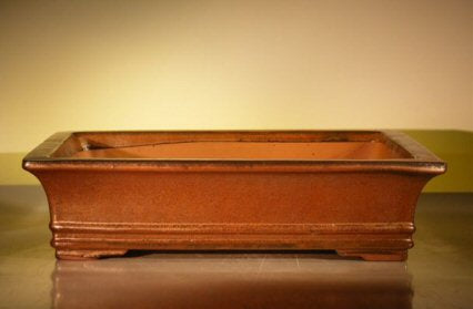 Aztec Orange Ceramic Bonsai Pot - Rectangle  18" x 14" x 4.5" OD