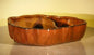 Aztec Orange Ceramic Bonsai Pot - Oval with Scalloped Edges - Land/Water Divider    8.75" x 6.0" x 3.0"