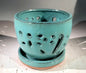 Light Blue Ceramic Orchid Pot - Round  With Attached Humidity Drip Tray 6" x 6" x 4.5" tall